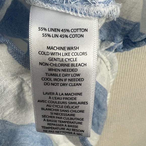 Beachlunchlounge Size XL Linen Blend Striped Top Blouse Button Front Nautical - Picture 3 of 6